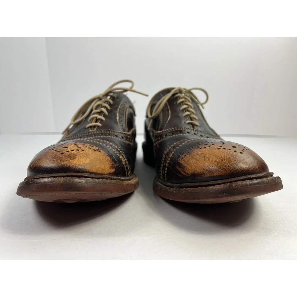 Allen Edmonds Strandmok Shoes Burnished Brown Cap Toe Dainite Soles Men's 10 D